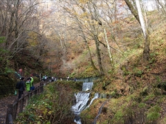 軽井沢 白糸の滝 滝から川へ流れ込むミニ滝
